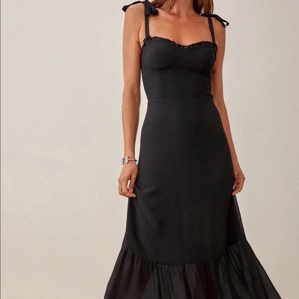 Reformation Black Midi Dress
